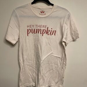Panache‎ Cream Tee with Orange “hey there pumpkin” printed size medium